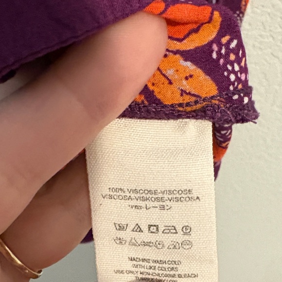 Free People Tuscan Dream Floral Plum Tunic Blouse Size M - Picture 5 of 7